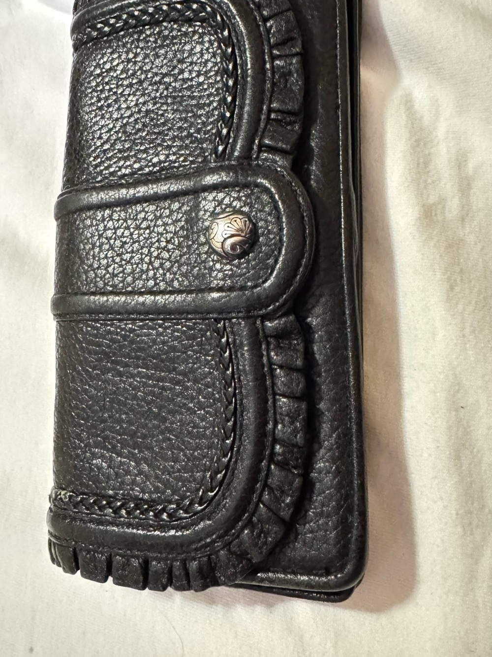 Brighton Black Leather Wallet Phone Case with Floral Snap
